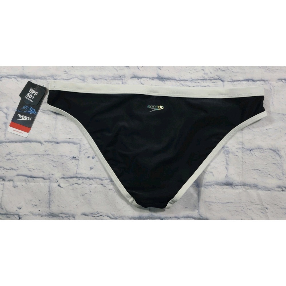 Speedo WOMENS SIZE L Swimsuit Bottom Bikini Creora Highclo Hipster Black White - Picture 9 of 11